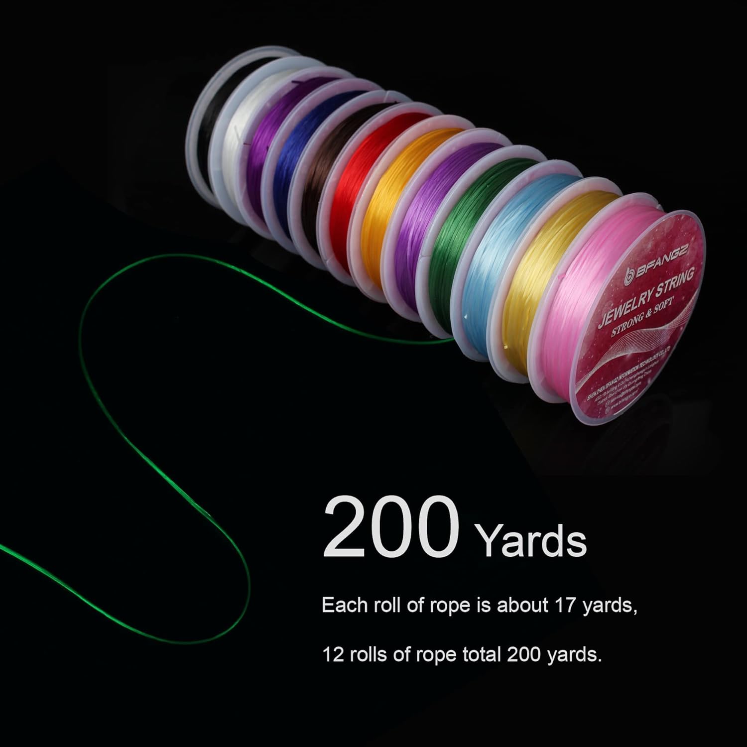 BFANGZ 1mm 12 Rolls Mixed Color,12m/ Roll,Elastic String Jewelry Making,Bracelet String Stretch Bead Cord Stretchy String Bracelets,Necklaces,Jewelry Beading Supplies Yellow/Blue/Golden/Green/White