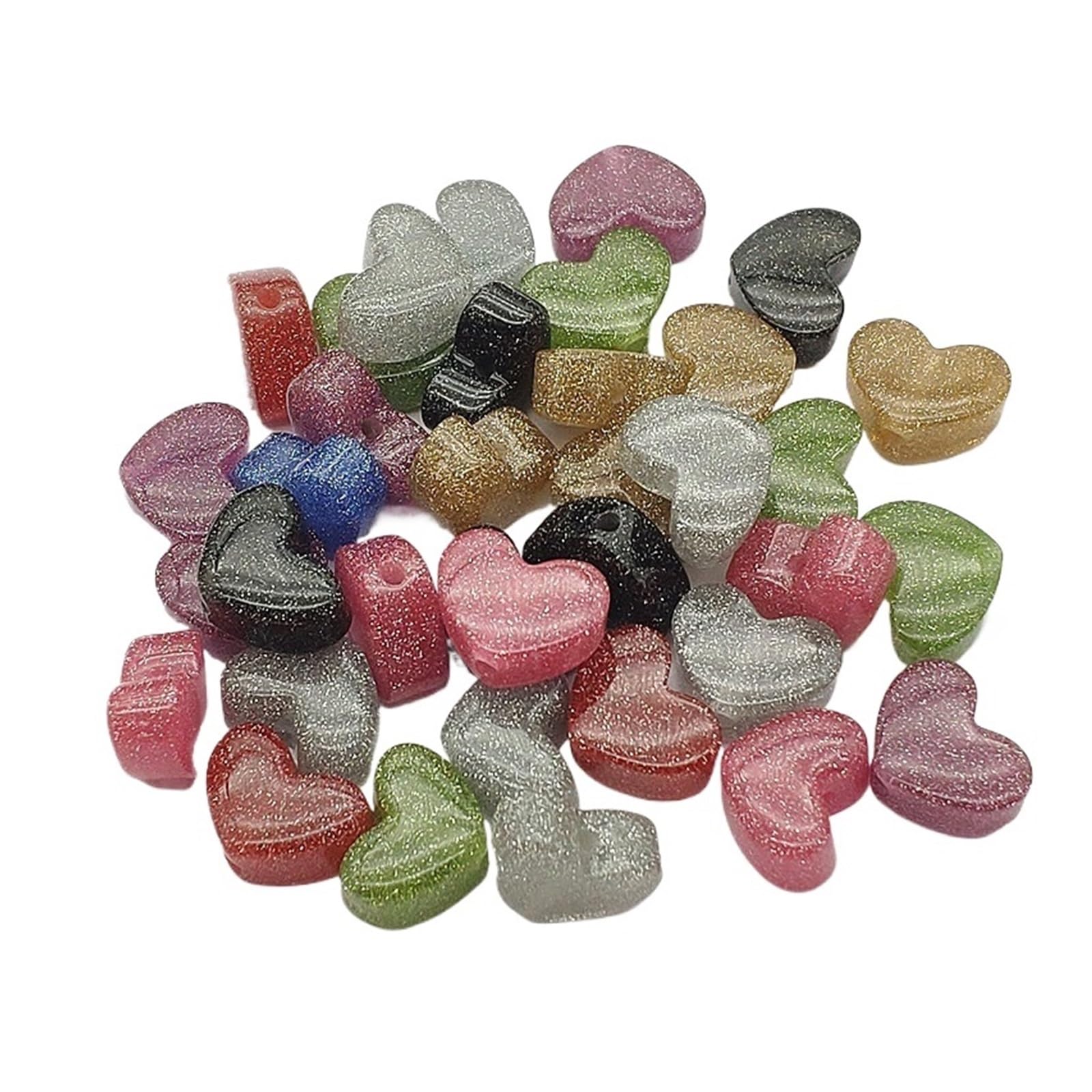 200 cuentas de resina en forma de corazón (19 x 14 mm) for pendientes, pulseras y collares hechos a mano, piezas de joyería for el Día de San Valentín.(Random mix)
