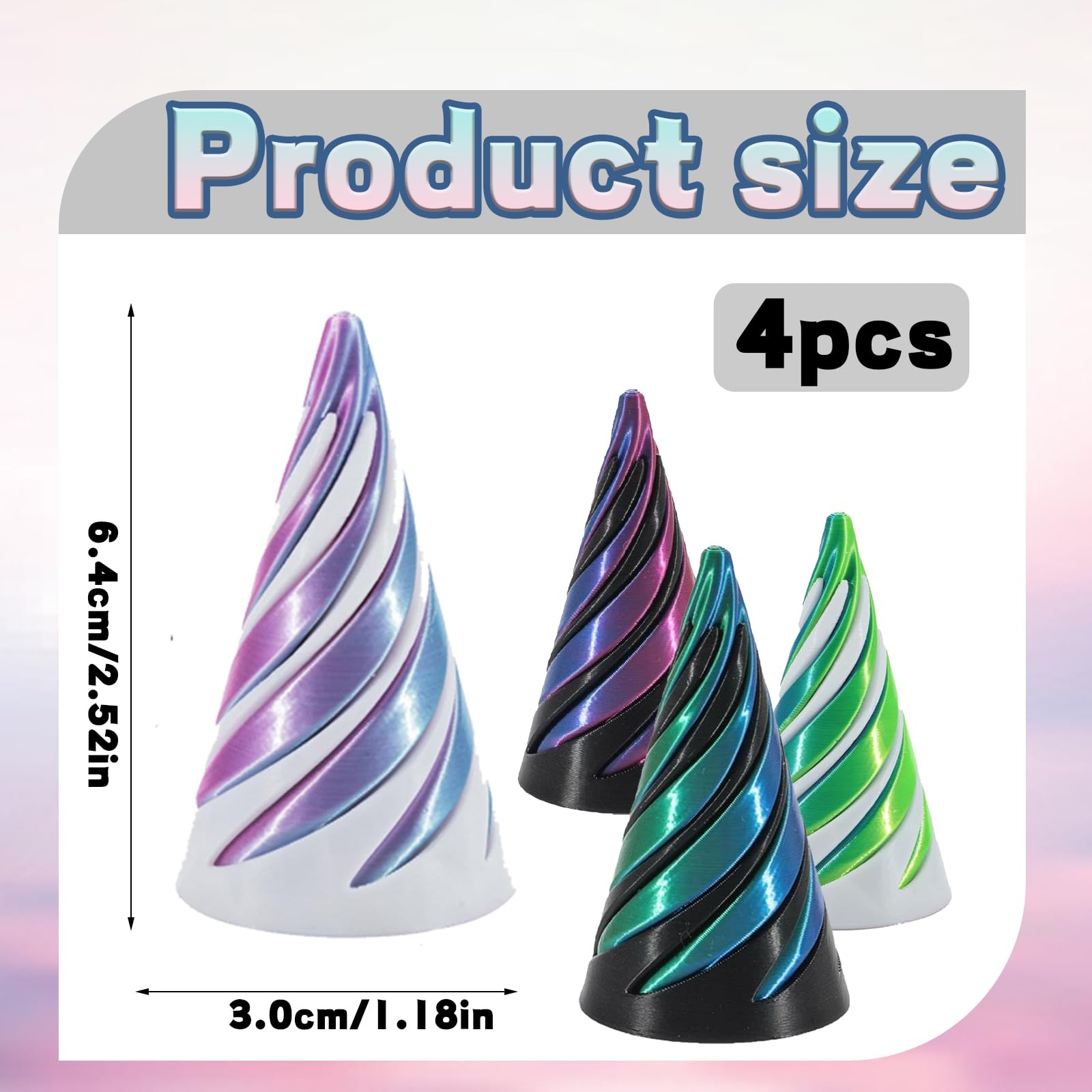 4Pairs Spiral Cone Fidget Toys, 3D Printed Fidget Toy, Steampunk Whirling Wonder - Image 2