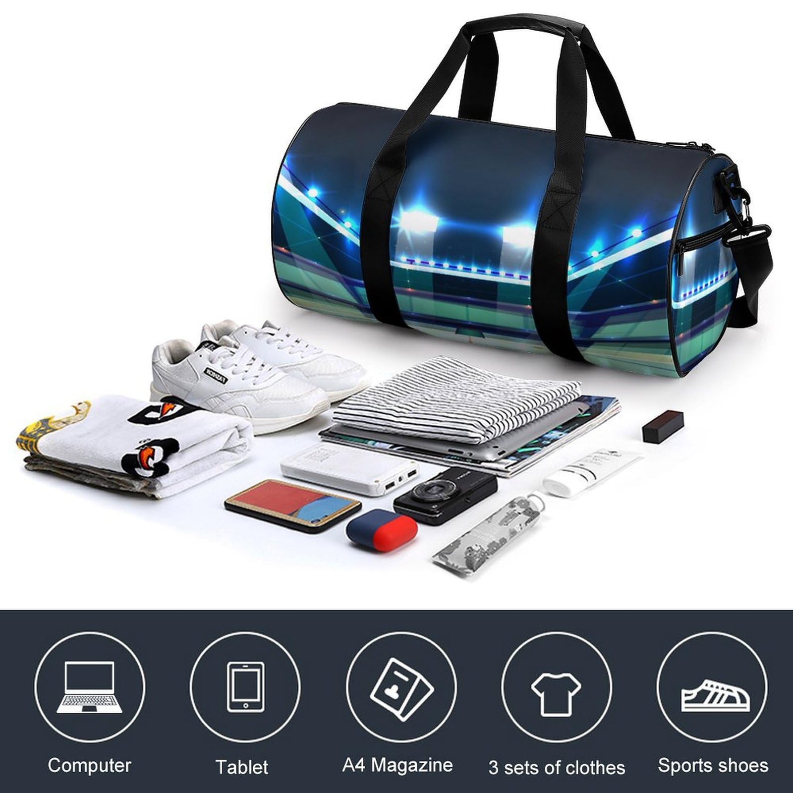 Hockey sur Glace Sac De Sport Gym Sac De Voyage Sac Week-End Duffel Bag pour Camping Randonnée Voyage 45x23x23cm