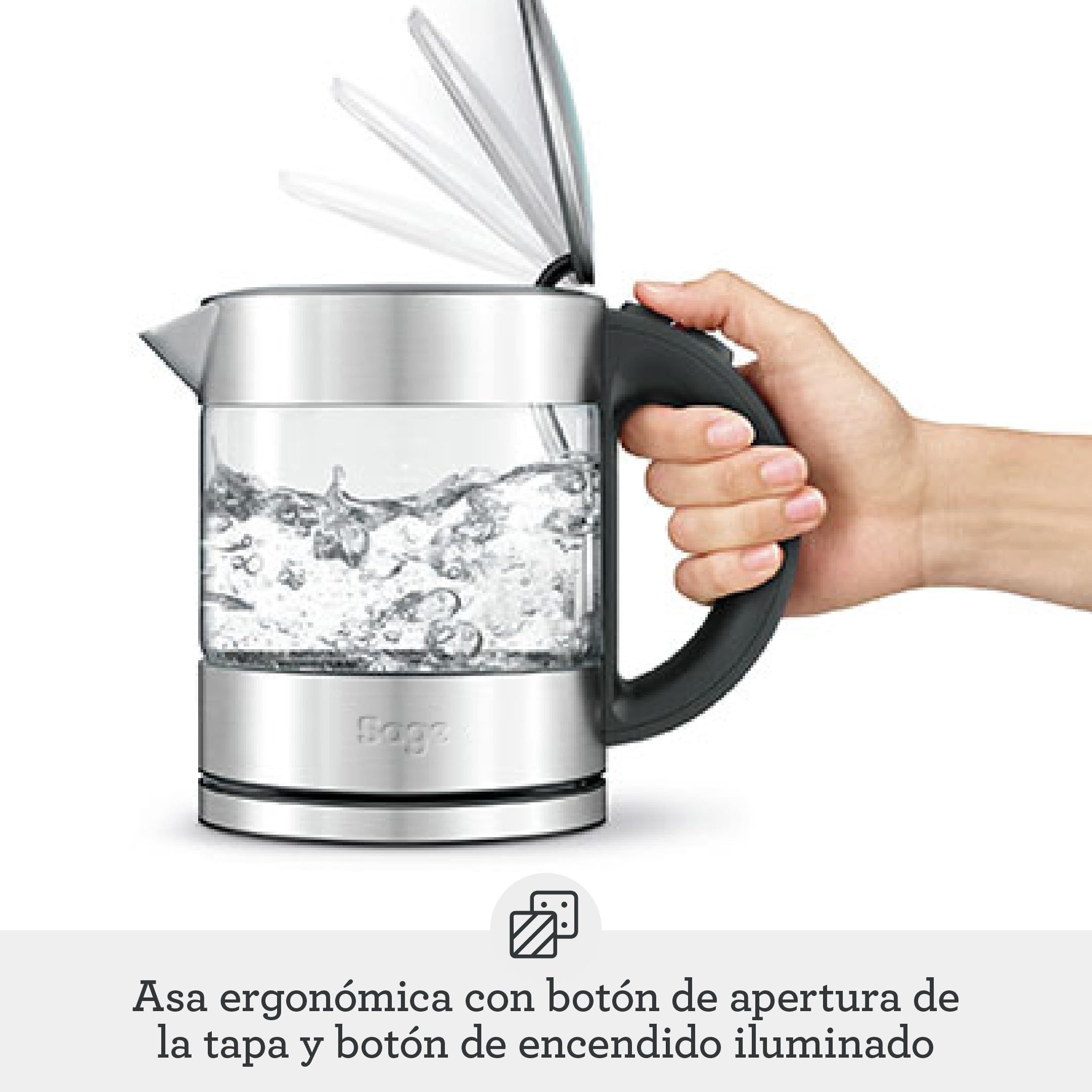 Sage Compact Kettle Pure - Hervidor de Agua de Vidrio de 1L, Claro