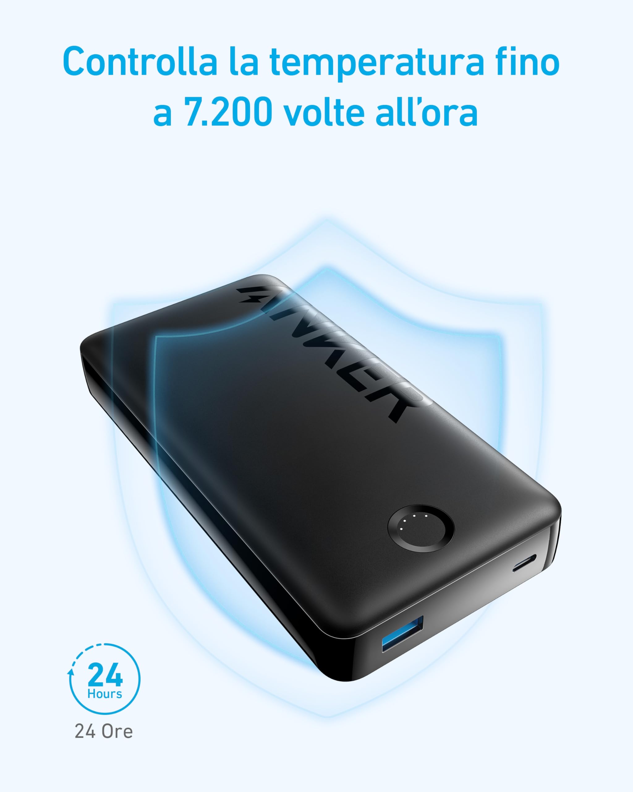 Anker Power Bank, 325 PowerCore 20K II, Batteria da 20.000 mAh con Porta USB-C (input & output), Potenza Massima di 15 W per iPhone 16, Samsung e altro ancora(Nero)