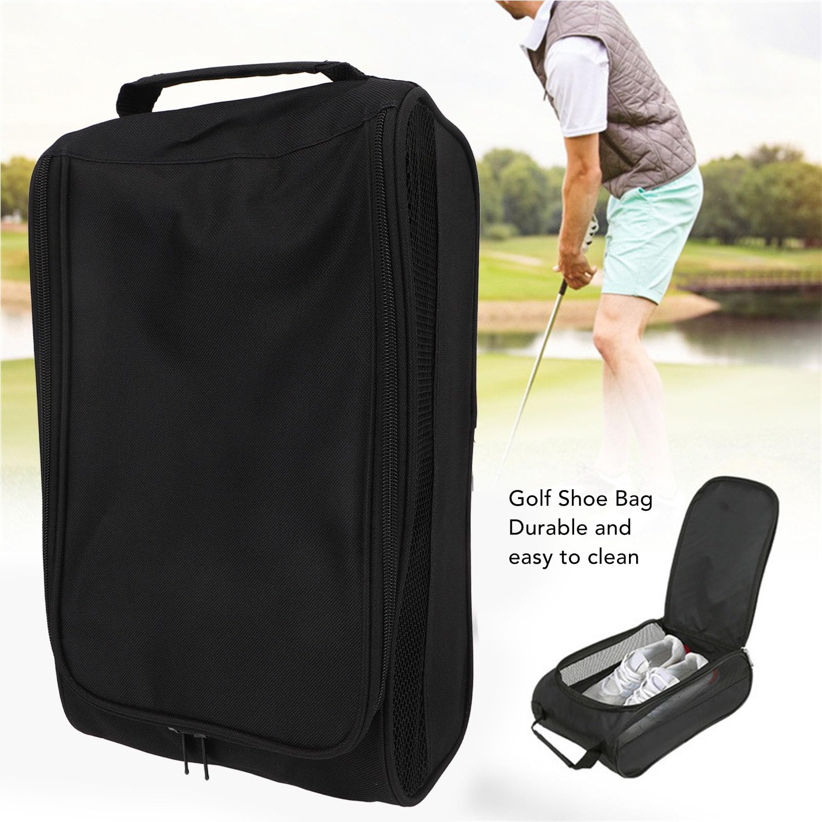 Golfschuhtasche, Tragbar mit Viel Platz, Sporttasche, Atmungsaktiv und Leicht zu Reinigen für Reisen, Golf, Outdoor, Fitness, Camping