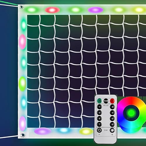 Red de voleibol profesional LED con cable de acero, redes de voleibol portátiles iluminadas al aire libre con control remoto, brilla en la