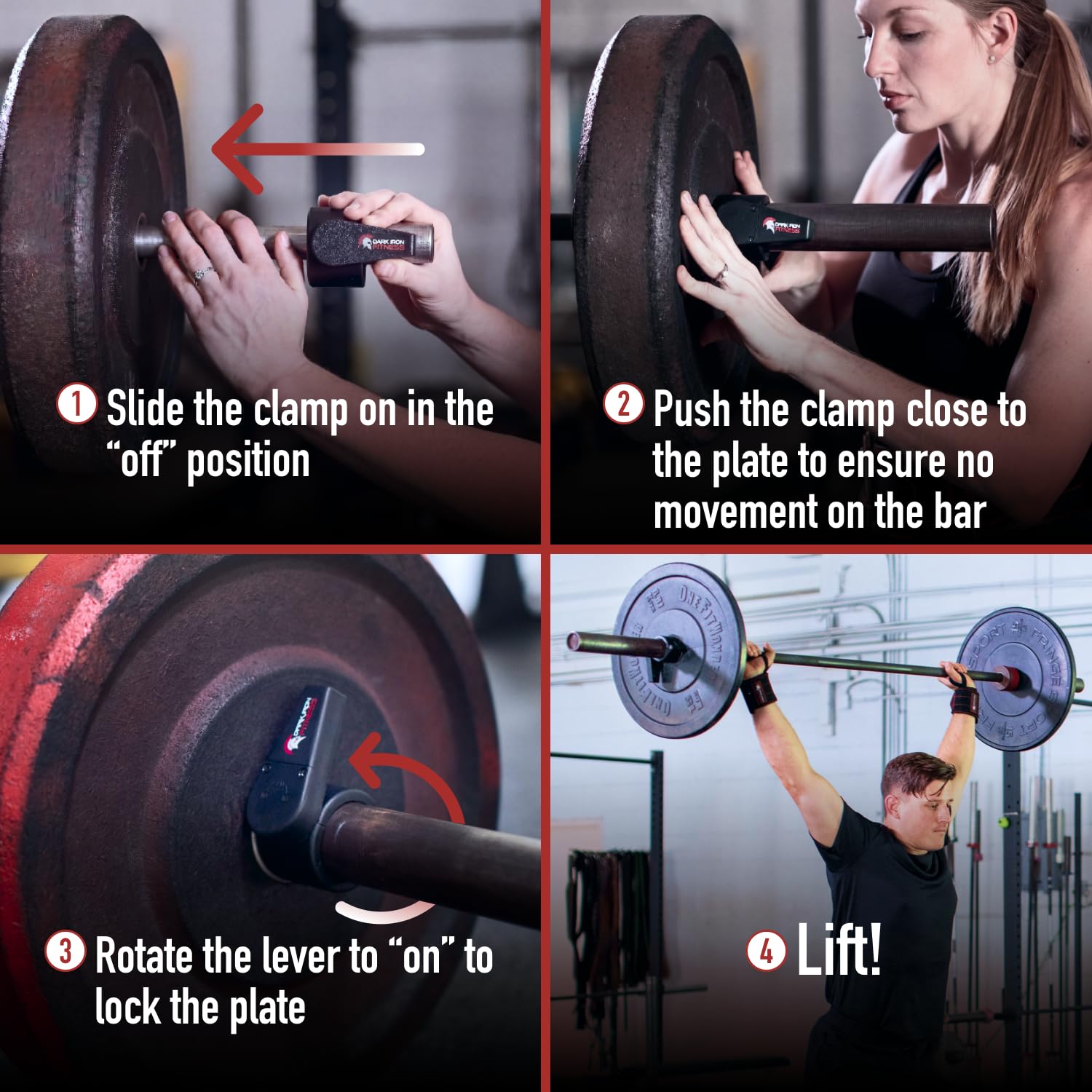 Bilanciere collare morsetto | clip regolabili per 2,5 cm o 5,1 cm standard olimpico 20,4 kilogram bar | 1 paio di piccolo morsetto Muscle fitness Style Plastic Lockjaw collari | con chiusura a molla, 2 Inch Barbell Clamps, Small