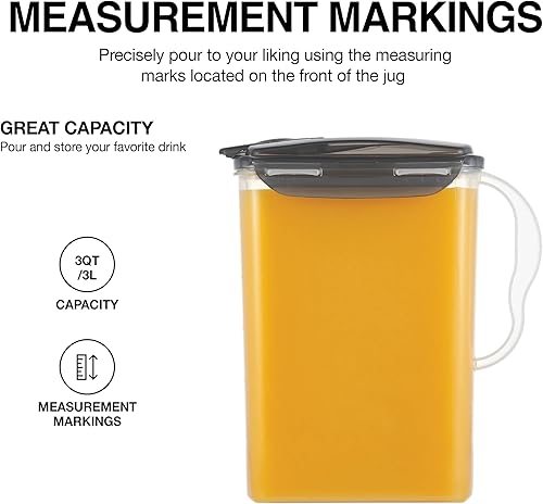 Miniatura 4 de LocknLock Aqua - Jarra de agua para puerta de refrigerador con asa, jarra de plástico sin BPA con tapa abatible, perfecta para hacer tés y jugos, 3