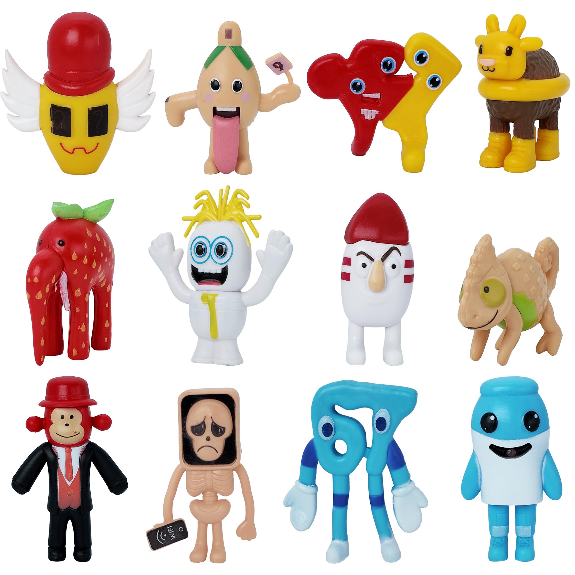 Gensly 12 Pcs Brainrot Action Figures Funny Collectible Toys for Game Fans Creative Animal Figure Set Desk Decoration