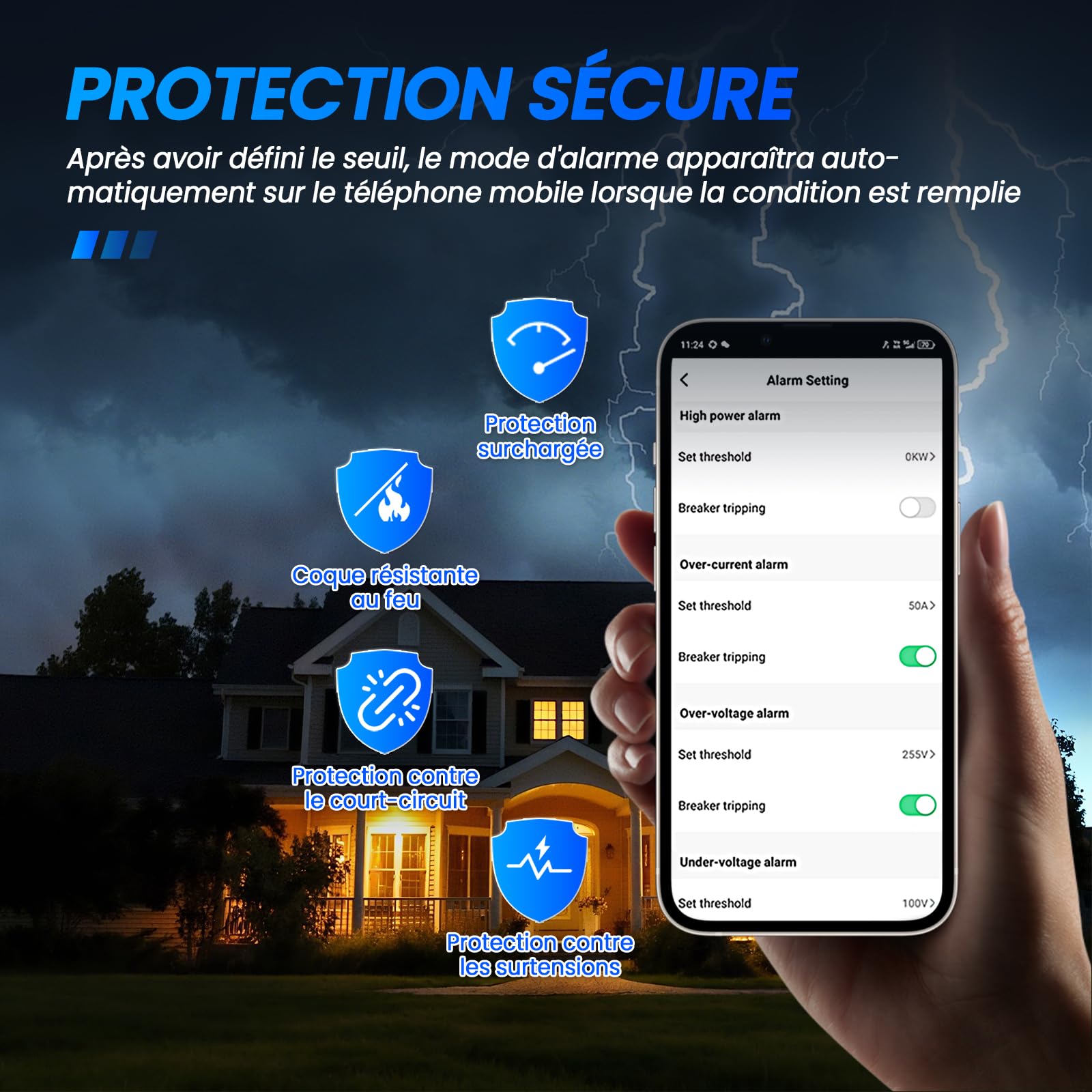 Prise Connectée (Type F) 16A WiFi Intelligente avec Suivi de consommation Télécommande Commande Vocale Fonction de Temps 2,4 GHz Prise Intelligente Compatible avec Alexa et Google Home