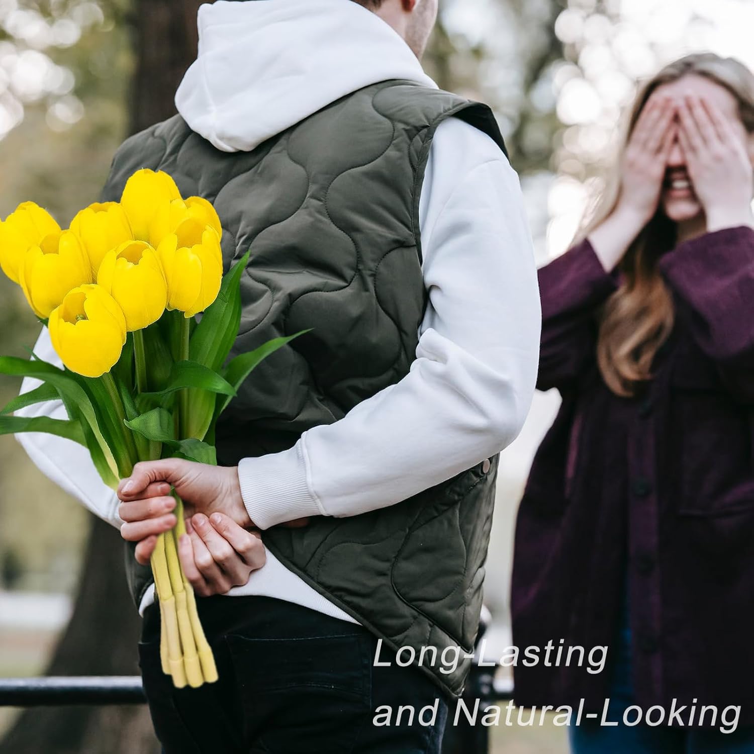 Artificial/Fake/Faux Flowers - Tulip Yellow 8PCS for Wedding, Home, Party, Restaurant - Image 2