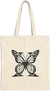 شنطة يد كبيرة توت - شنطة يد كبيرة توت بحروف ابجدية على شكل فراشة مع سحاب - 618 شنطة قماش بيج بسحاب