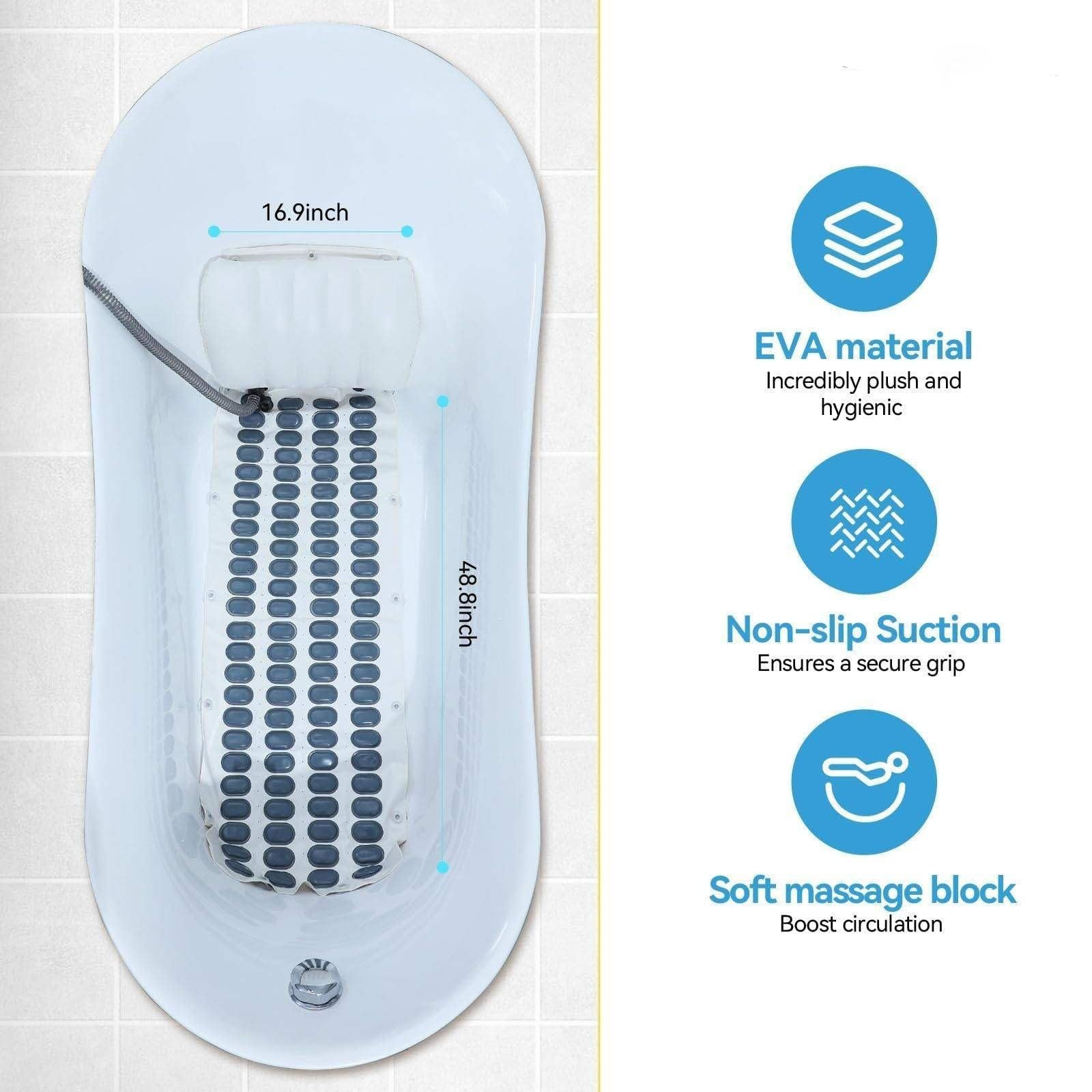 Masajeador de Bano de Burbujas SPA Portatil con Control Remoto Inalambrico Alfombra de Banera Electrica Impermeable Antideslizante 6 Velocidades Burbujas Olas Relax