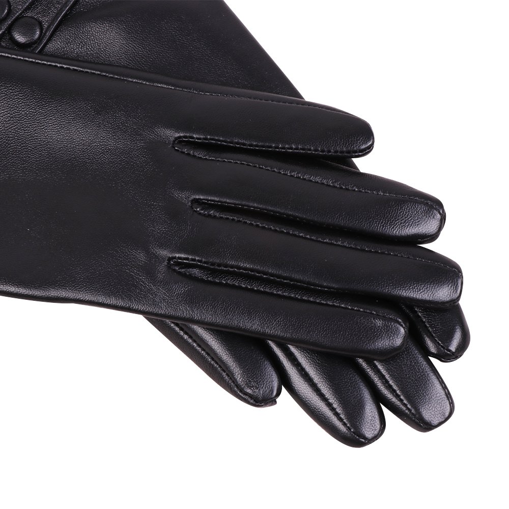 des gants en cuir d'agneau italien hiver chaud simple garniture de longue toison gants (Tactile&Non-tactile)