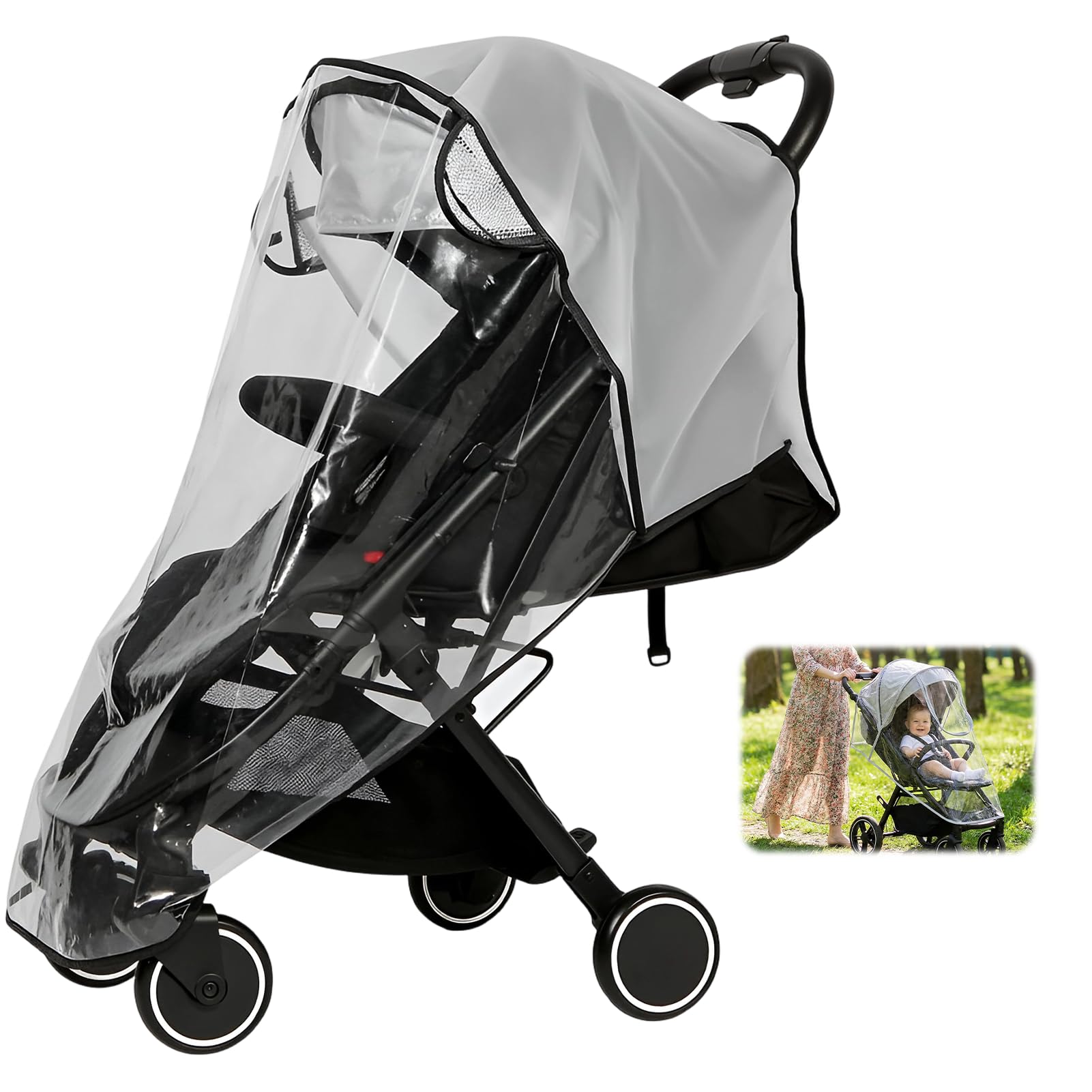 Plastico Lluvia Silla Paseo Universal,Plástico Lluvia Silla Paseo Universal,Material Ecológico de PVC Transparente y Sin Rayar - Protector Impermeable Transpirable para Lluvia, Viento