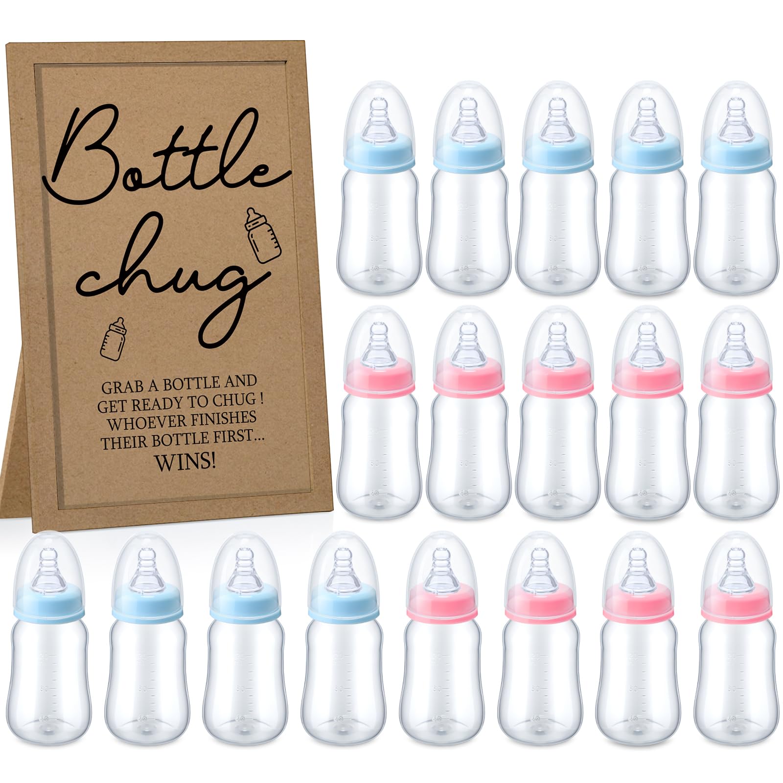 Baby Bottle Chug Game Sign - 8x11 Inch Bohemian Rainbow Wooden Sign For Gender Reveal & Baby Showers 13 thumbnail image