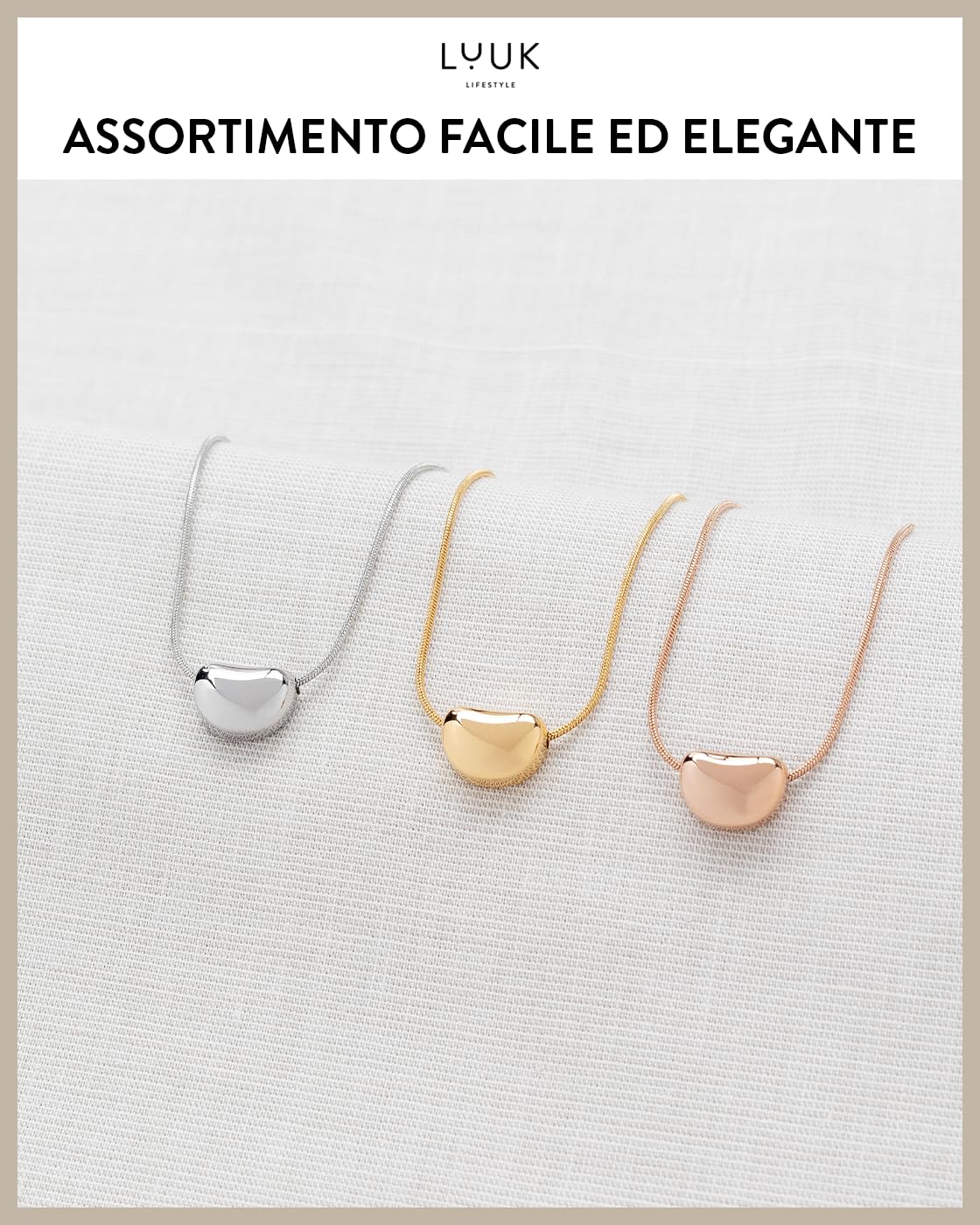 LUUK LIFESTYLE Filigree stainless steel necklaces with pendants in a timeless design with HAPPINESS card, women's jewellery and gift idea, gold, silver and rosegold