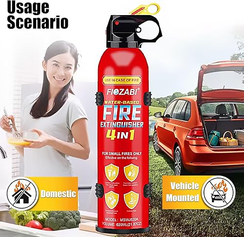 Miniatura 3 de Spray de fuego portátil con soporte, extintor de aerosol portátil para todos los fuegos inc. batería de iones de litio, equipo de emergencia para el