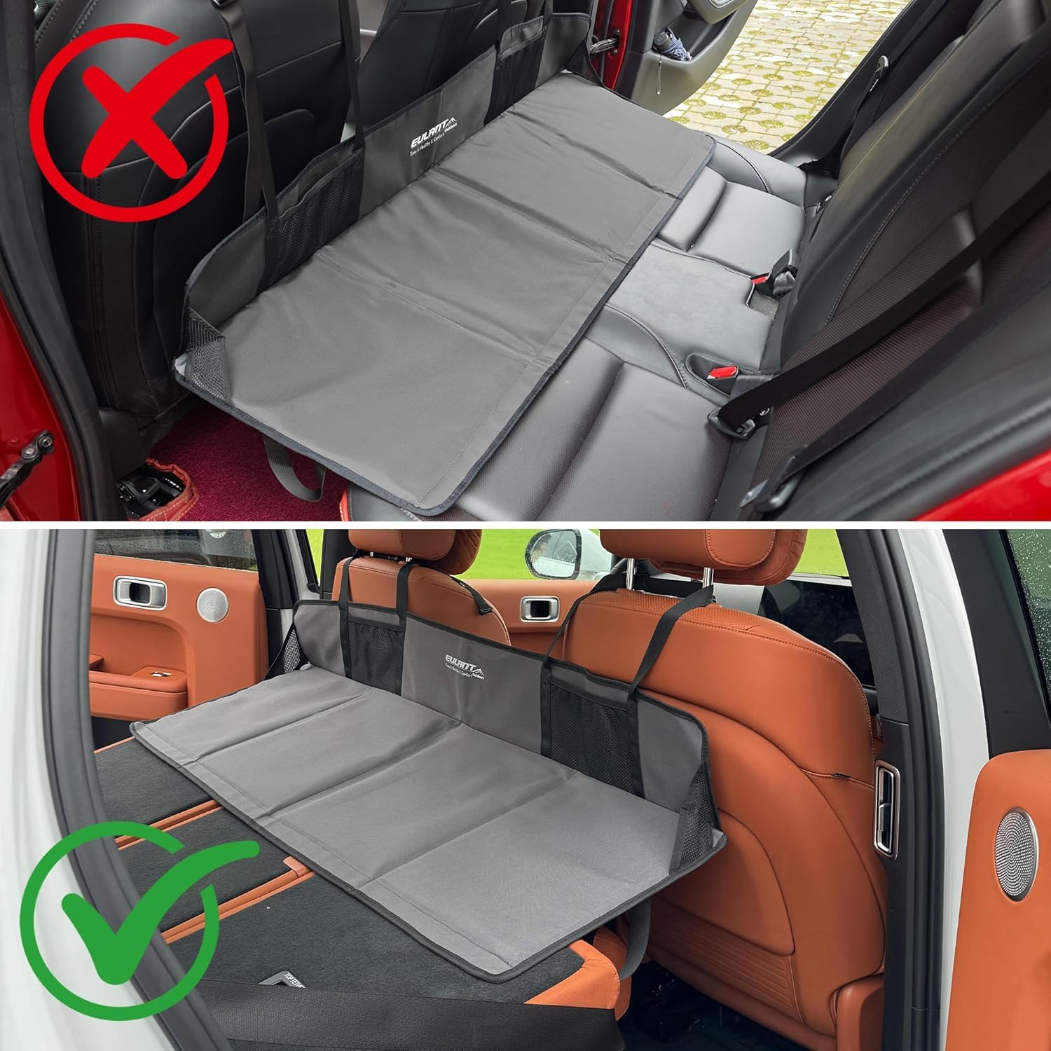 EULANT Car Posteriore Seat Bridge, Supporta il Materasso Aria da Campeggio di Bagaglio Auto & Estende il Sedile Posteriore e dà più Spazio ai Cani