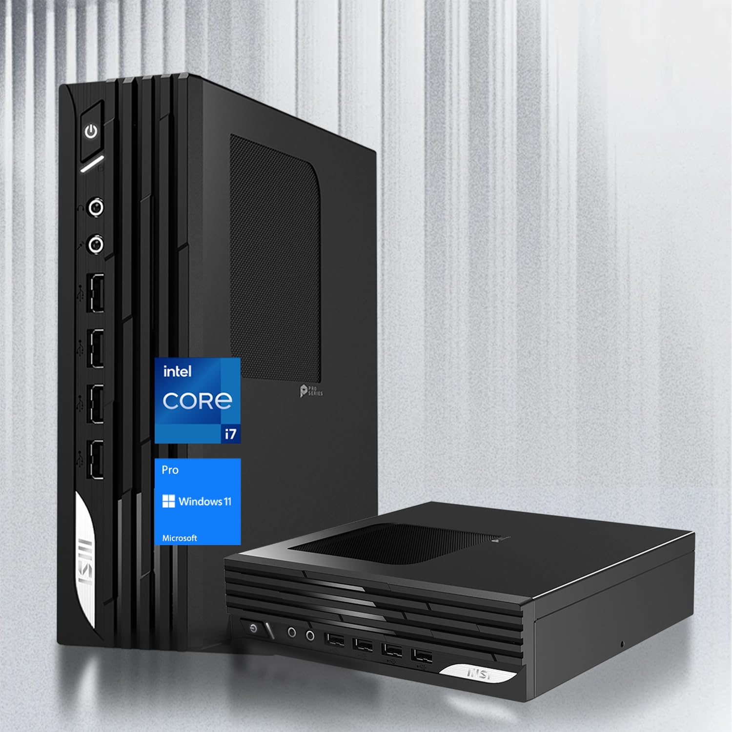 MSI PRO DP21 Mini Business Desktop, 13th Gen Intel 16-Core i7-13700 Processor, 32GB RAM, 1TB SSD, HDMI, DP, Type-C, Support 2-Monitor 4K, Wired Keyboard & Mouse, Wi-Fi 6, Windows 11 Pro, Black