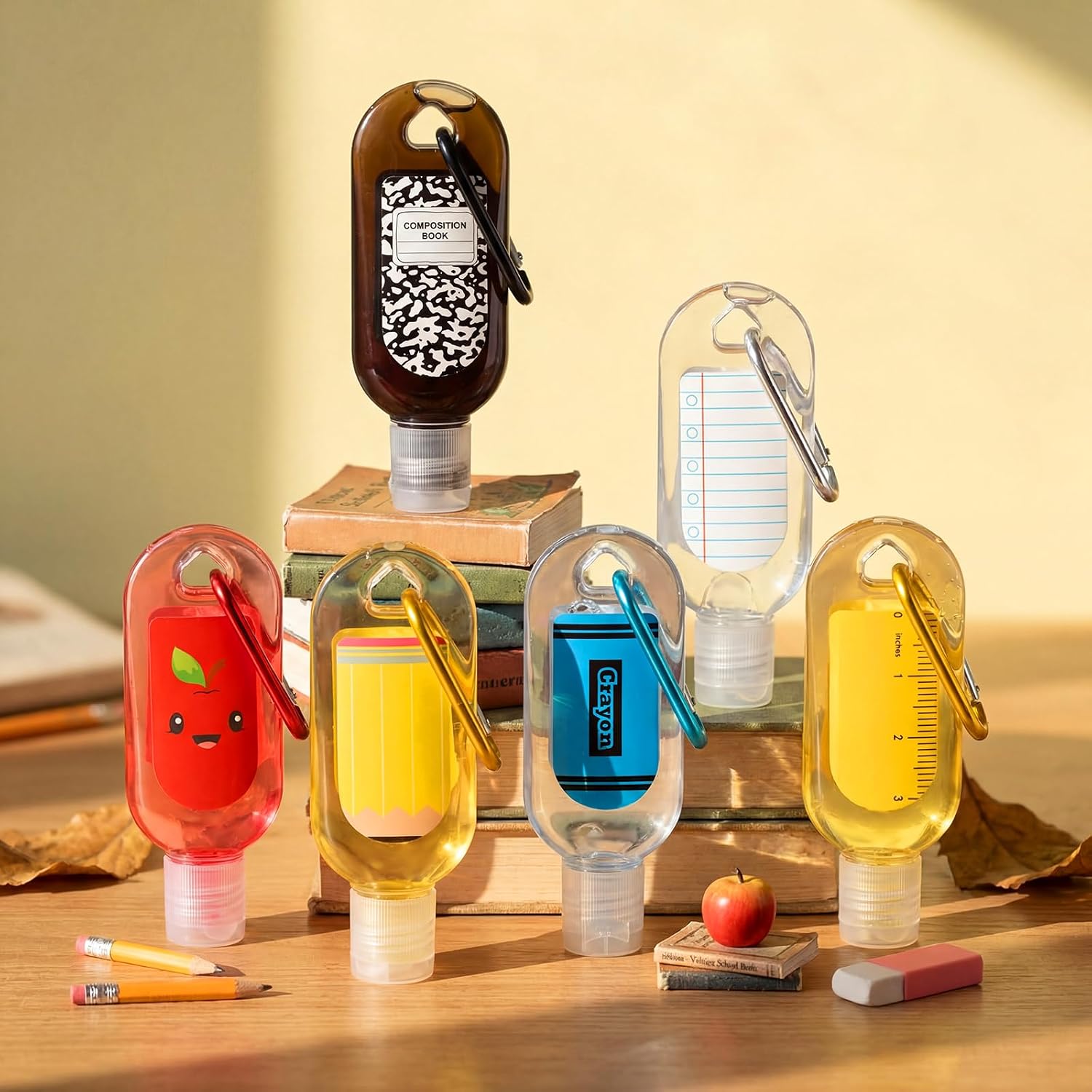 Kigeli 24 Pack Back to School Teacher Gifts Bulk Travel Size Hand Sanitizer with Keychain (Not Rinse-Free) 1oz Portable Mini Liquid Soaps for Educators Faculty Staff Office Supplies and Team Favors