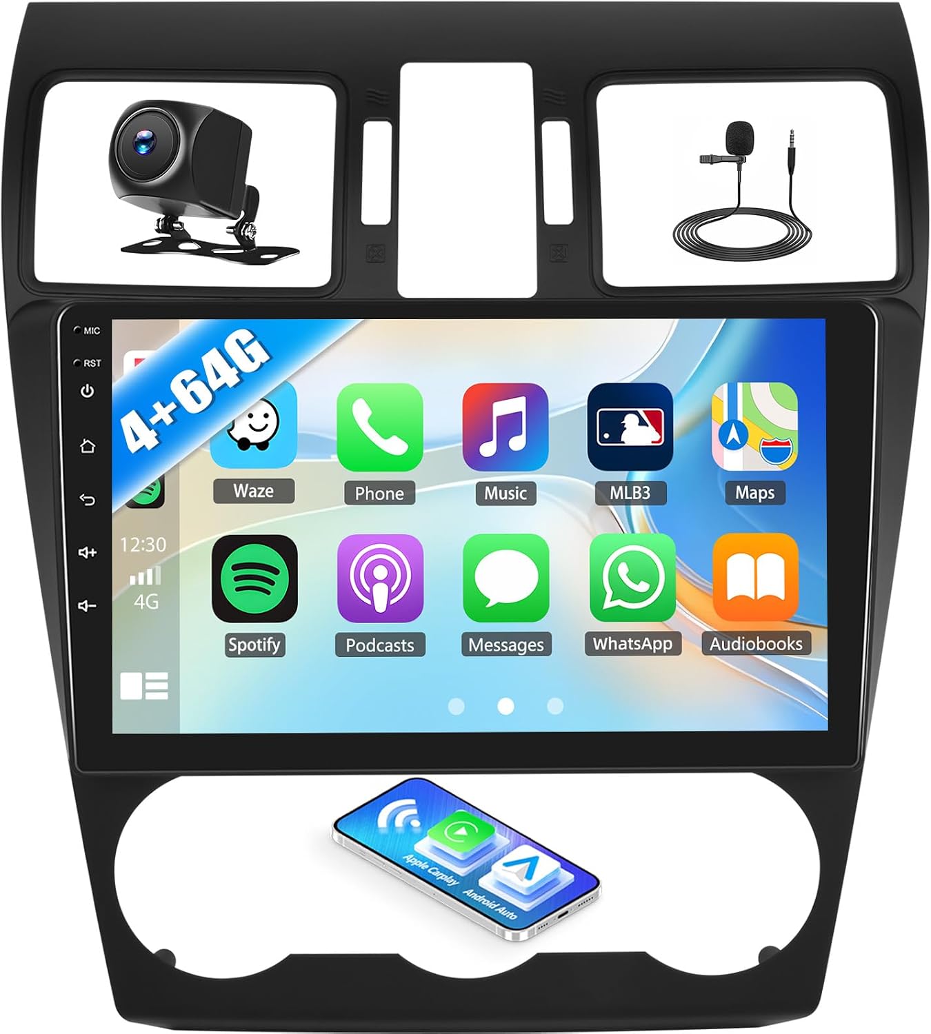 4G+64G Android 15 Car Stereo for Subaru Forester WRX Impreza 2013-2015 with Wireless Carplay Android Auto,9 inch 1280 * 720P IPS Touchscreen 5.0-Bluetooth 32-EQ DSP Car Radio GPS WiFi AHD Rear Camera