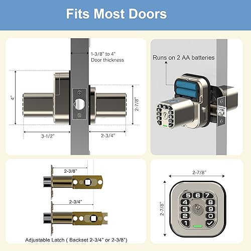 Miniatura 6 de IU53 - Cerradura de puerta con teclado y huella digital de doble cara, para todo tipo de clima, entrada biométrica totalmente impermeable con