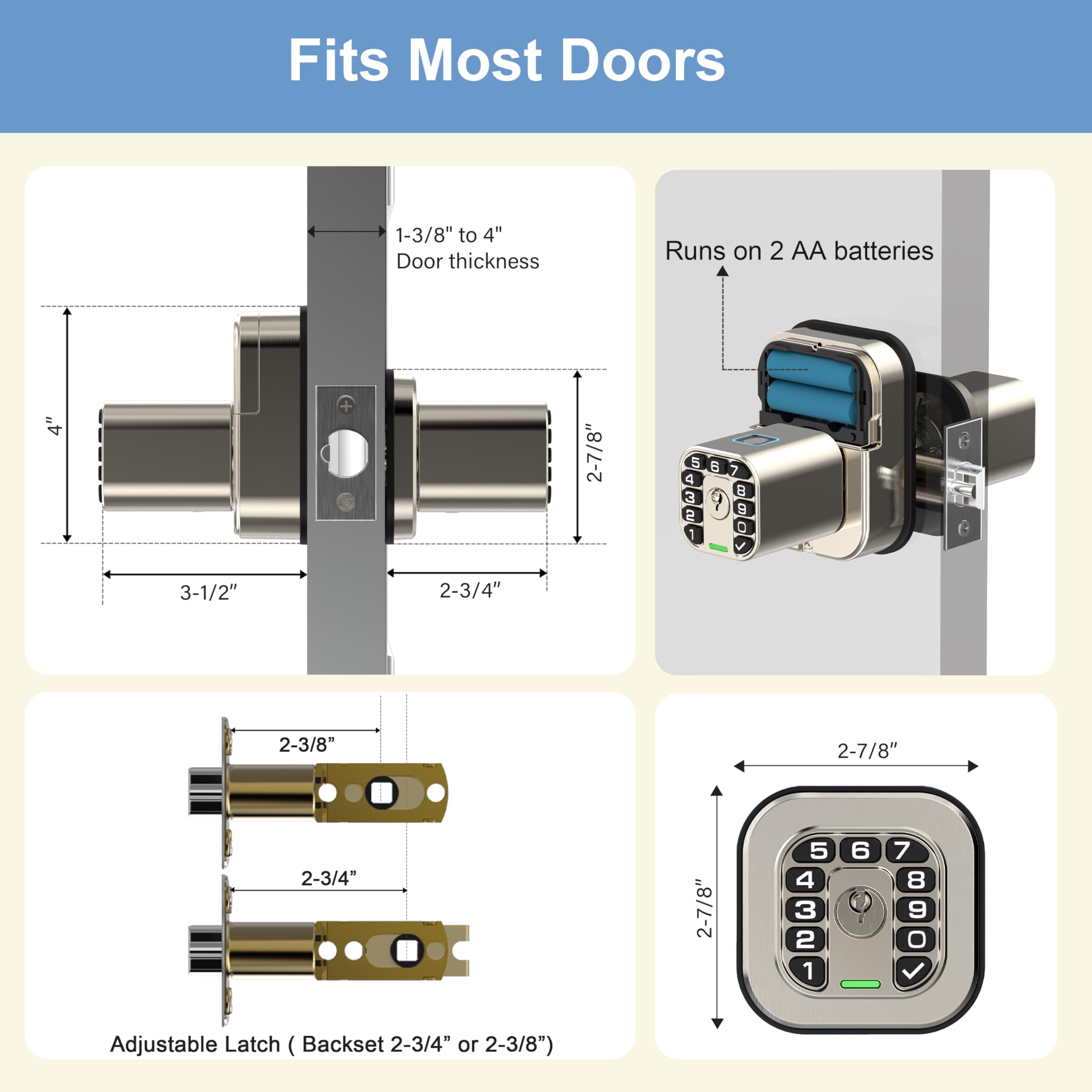 Richelock IU53 Cerradura de puerta de doble cara con huella digital y teclado, para todo tipo de clima, entrada biométrica totalmente impermeable con códigos de doble cara, misma llave en ambos lados