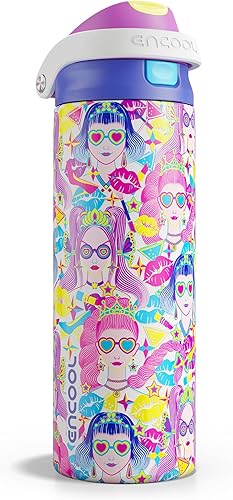 Miniatura 44 de ENCOOL - Botella aislante para agua, acero inoxidable con pajilla, mantiene el frío, tapa abatible de un solo toque, sin Bisfenol A, a prueba de