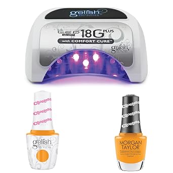 Gelish 18G Plus LED Light Bundle, Includes Marigold Creme Gel Polish and Lacquer Duo