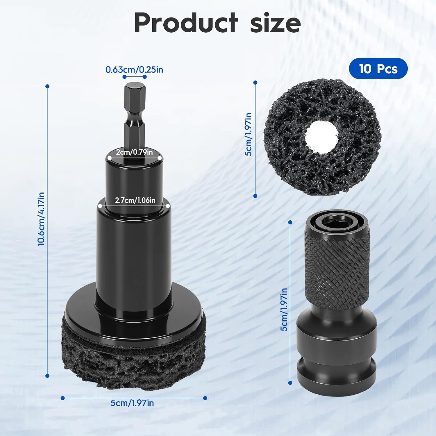 Wheel Hub Resurfacing and Rust Removal Kit, Professional Cleaner for Lug Studs and Brake Rotors, Fits 1/2” Wrench or Electric Drill, Automotive Maintenance Tool