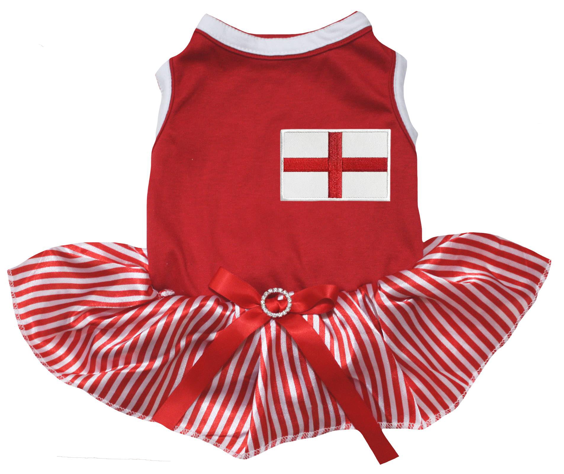 Robe pour chien grand format vêtement Angleterre rouge à rayures pour animal de compagnie