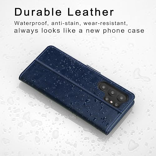 Miniatura 2 de Belemay Funda tipo cartera para Samsung Galaxy S24 Ultra - Funda de piel auténtica con tapa - Tarjeteros con bloqueo RFID - Funda para teléfono con