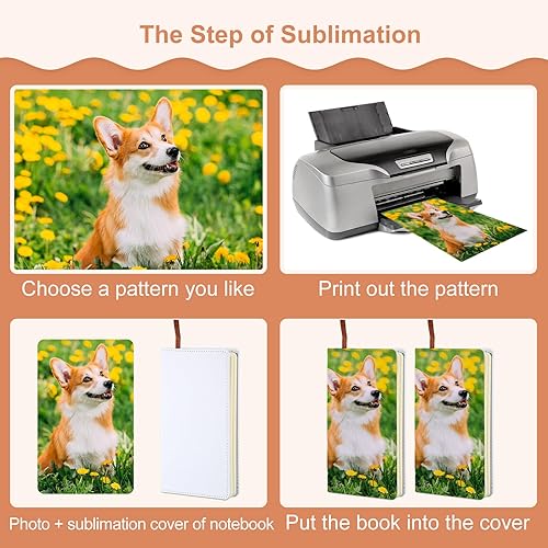 Miniatura 4 de Jetec Diario de sublimación en blanco, cuadernos de piel sintética, cuadernos pequeños, bloc de notas A6, lindo cuaderno de tapa dura en blanco para