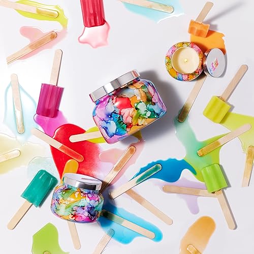 Vista 12 de Capri Blue Volcano Candle - Vela en tarro de cristal gigante de acuarela arcoíris - Vela grande de aromaterapia de lujo - Vela de frutas tropicales