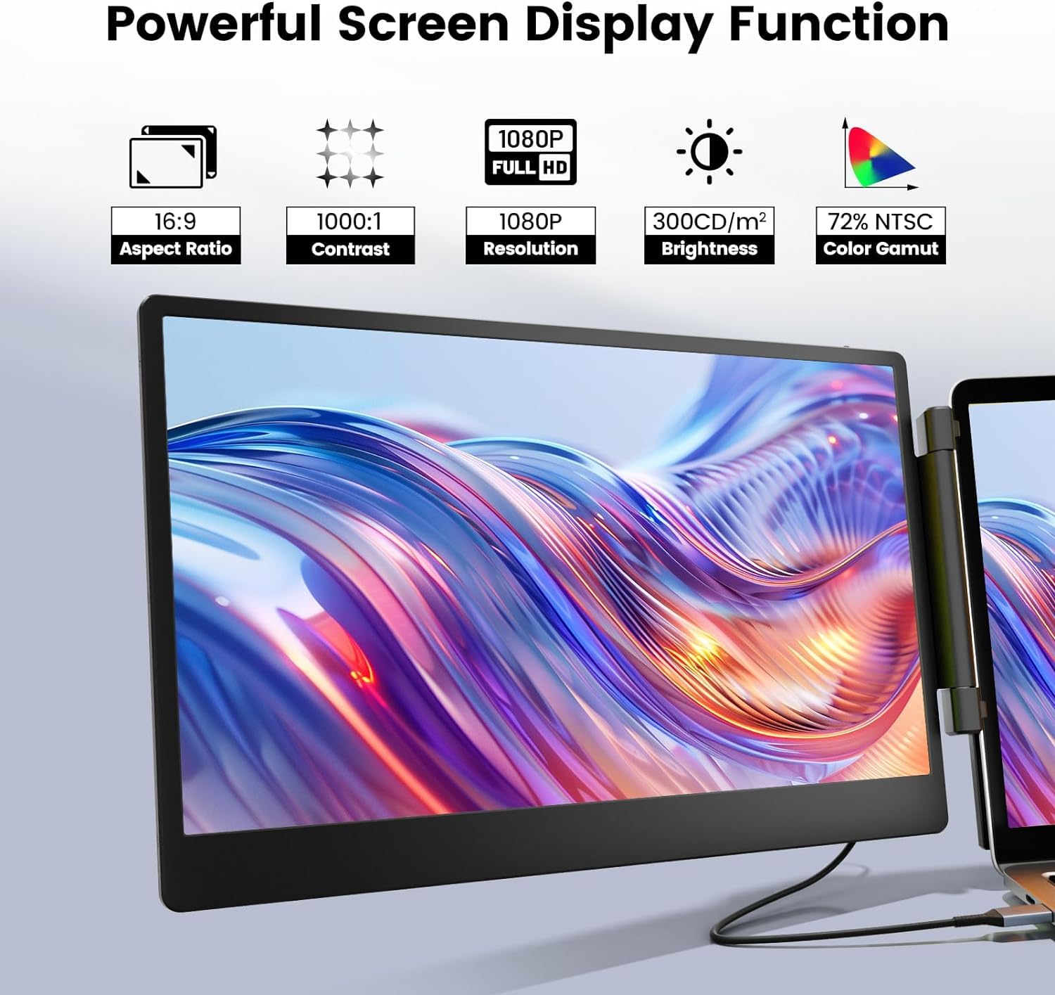 KEFEYA Triple Écran Moniteur Portable 14,1" avec Métallique Robuste pour Ordinateurs Portables 1080P HD IPS Plug and Play pour Windows/Chrome/Mac/Switch/PS5 - 3