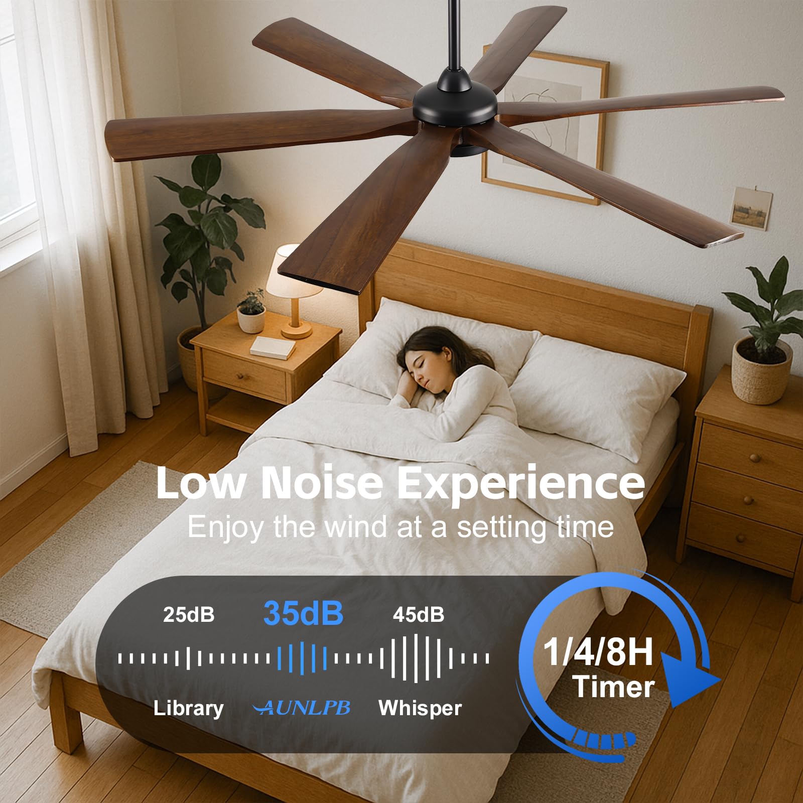 72 Smart Outdoor Ceiling Fan with Light via Wifi Alexa Modern Farmhouse Wood Ceiling Fan Propeller Damp Rated — view 7