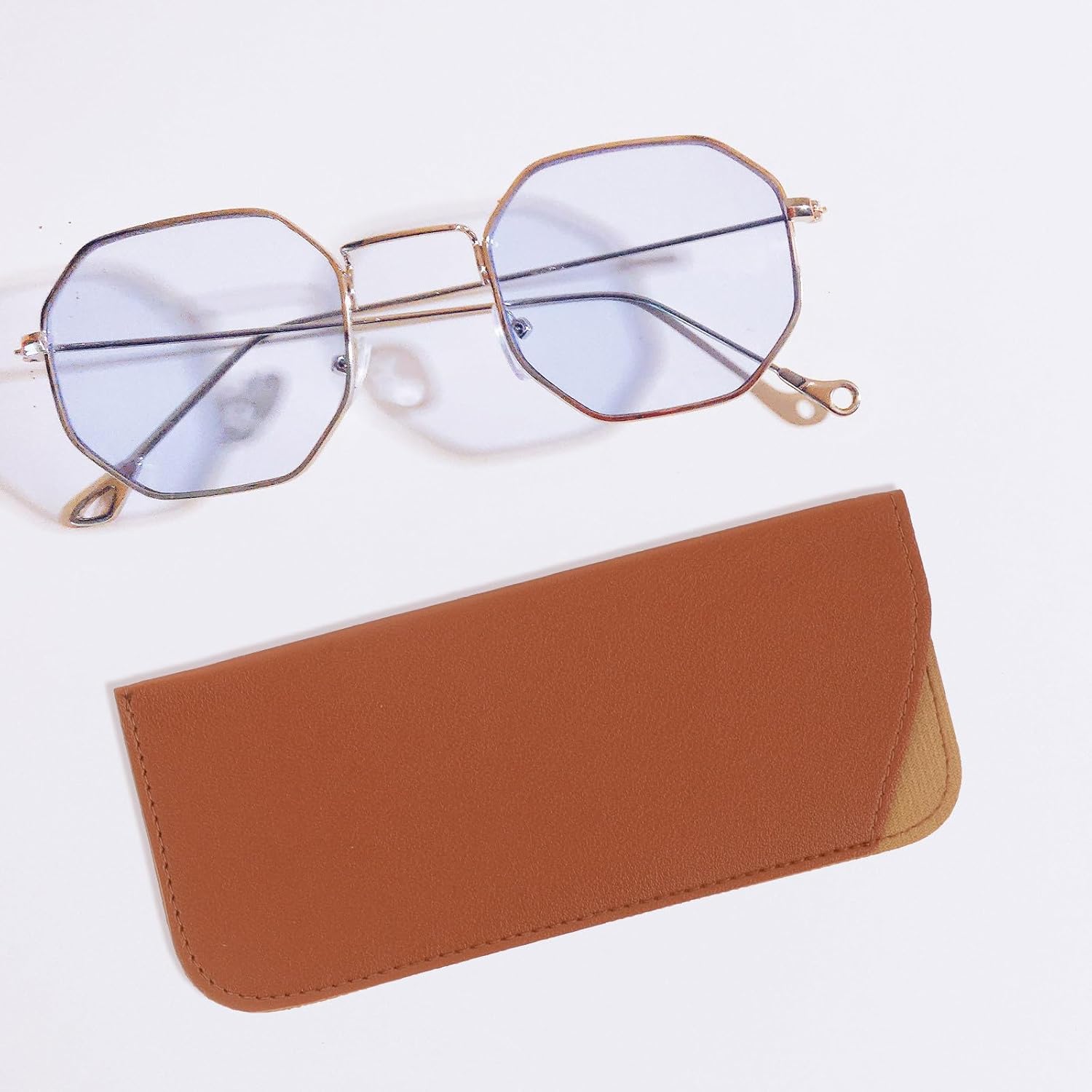 TEHAUX 12pcs Leather Eyeglasses Case Set Soft Sunglasses Storage Pouch Large Travel Eyeglass Bag for Men Women