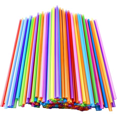 200 Pcs Colorful Plastic Long Straws