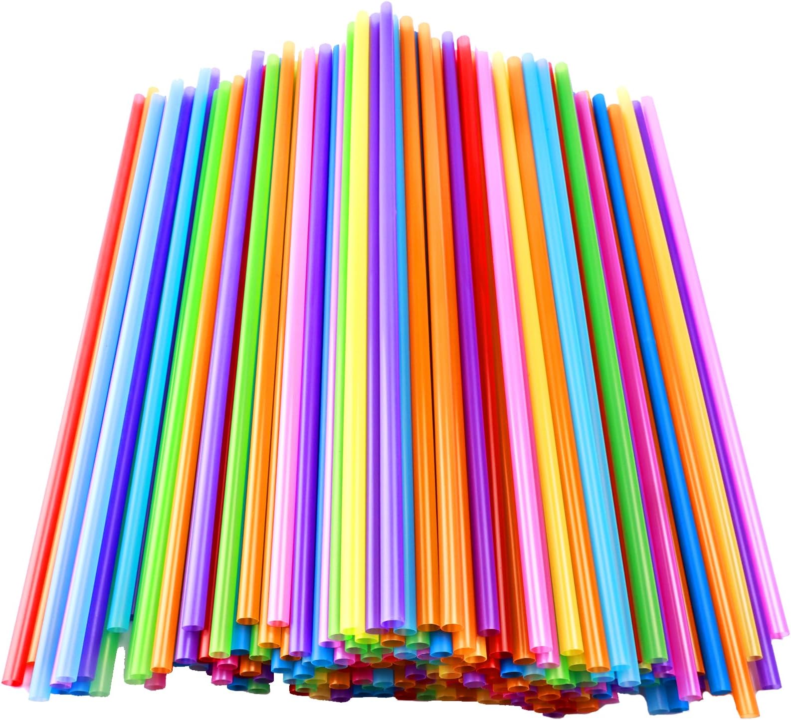 Amazon.com: 200pcs Colorful Plastic Long Straws Disposable Drinking ...