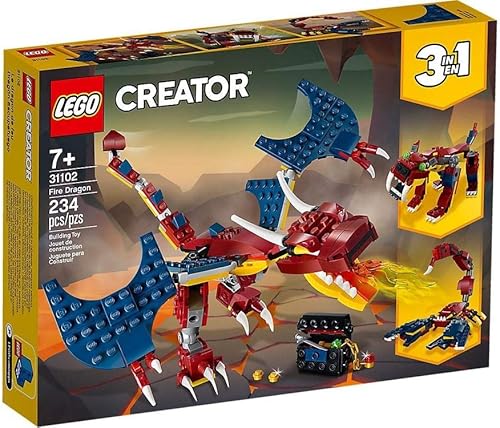 LEGO Creator 3 en 1 Fire Dragon 31102 Kit de construcción juguete genial para niños 234 piezas