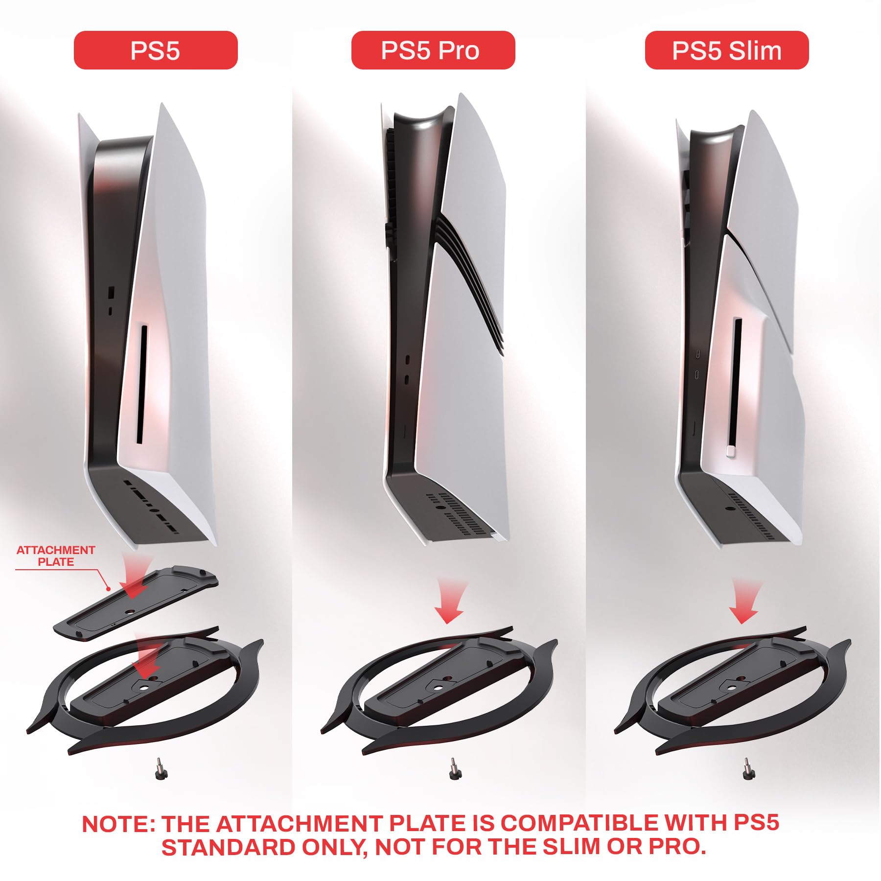 playvital Supporto per PS5/Slim/Pro, Base Stand Verticale per PS5 Pro/Slim/Standard Console Disco&Digitale, Accessorio Salvaspazio Antiscivolo, Stabilità Migliorata, Nero