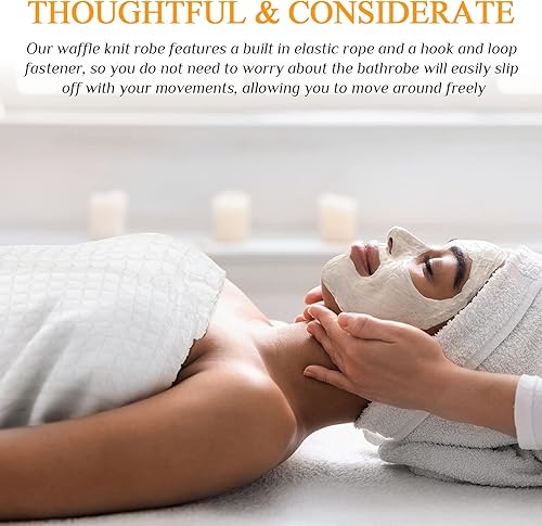 Miniatura 4 de Tigeen 4 Pcs Towel Wrap for Women Waffle Spa Robe with Adjustable Closure Elastic Top Lightweight Wraps for Shower Bath