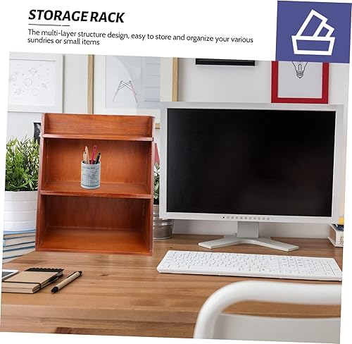 Miniatura 9 de Veemoon Estante de almacenamiento Estante para artículos pequeños, organizador de escritorio de madera, estante de almacenamiento de artículos