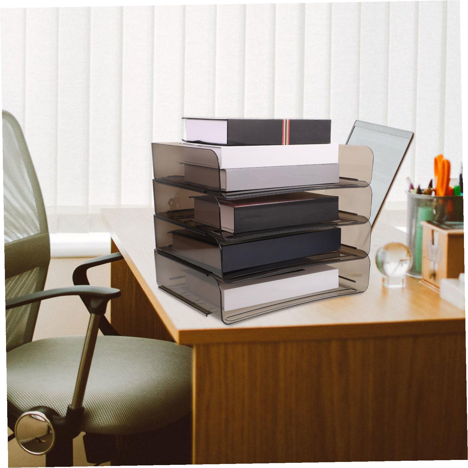 Holibanna Organizador de Documentos Transparente de Soporte para Estante Apilable para Oficina y Aula con Diseño de Acrílico Duradero para Profesores y Estudiantes