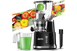 Aitto Slow Masticating Juicer: Juice Extractor with Large Feed Chute