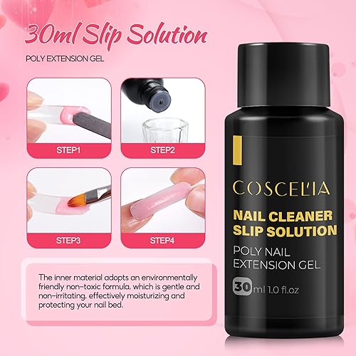 Miniatura 7 de Kit de poligel de uñas  3 piezas de gel de extensión de uñas de polietileno con lámpara de uñas, 3 piezas de esmalte de uñas de gel con purpurina,