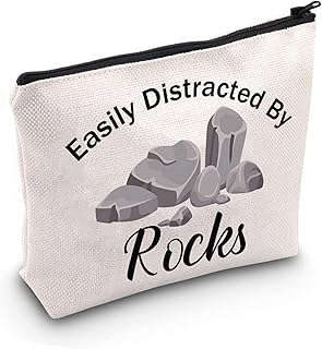JXGZSO Geology Zipper Pouch Bag Easily Distracted by Rocks Cosmetic Bag Rock Collector Makeup Bag Geology Teacher Gift (Distracte by Rocks B CA)
