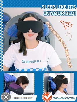 SARISUN Upgraded Travel Neck Pillows and Travel Pillow Alternative for Long Flight, Travel Essentials 360 Support Sleep Head Hold, Stop Bobblehead