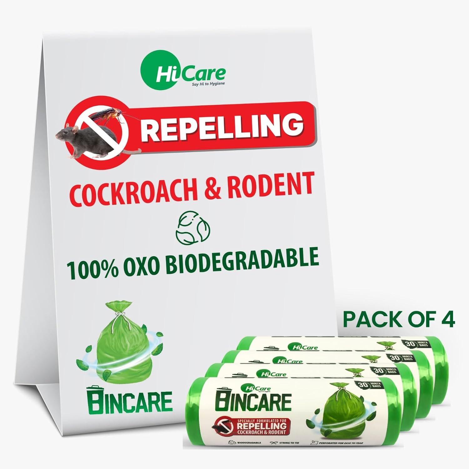 HiCare Bincare Pest Repellent Biodegradable 120 Garbage Bags Medium