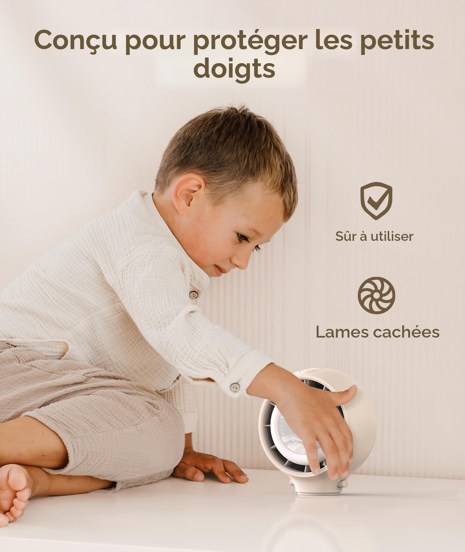 Dreamegg Ventilateur Portable pour Poussette Bebe, Affichage LED Intelligent, Ventilateur à Pince Détachable à 360°, 4 Vitesses de Vent, 2 Veilleuses, Sans Fil USB-C Rechargeable 4000mAh