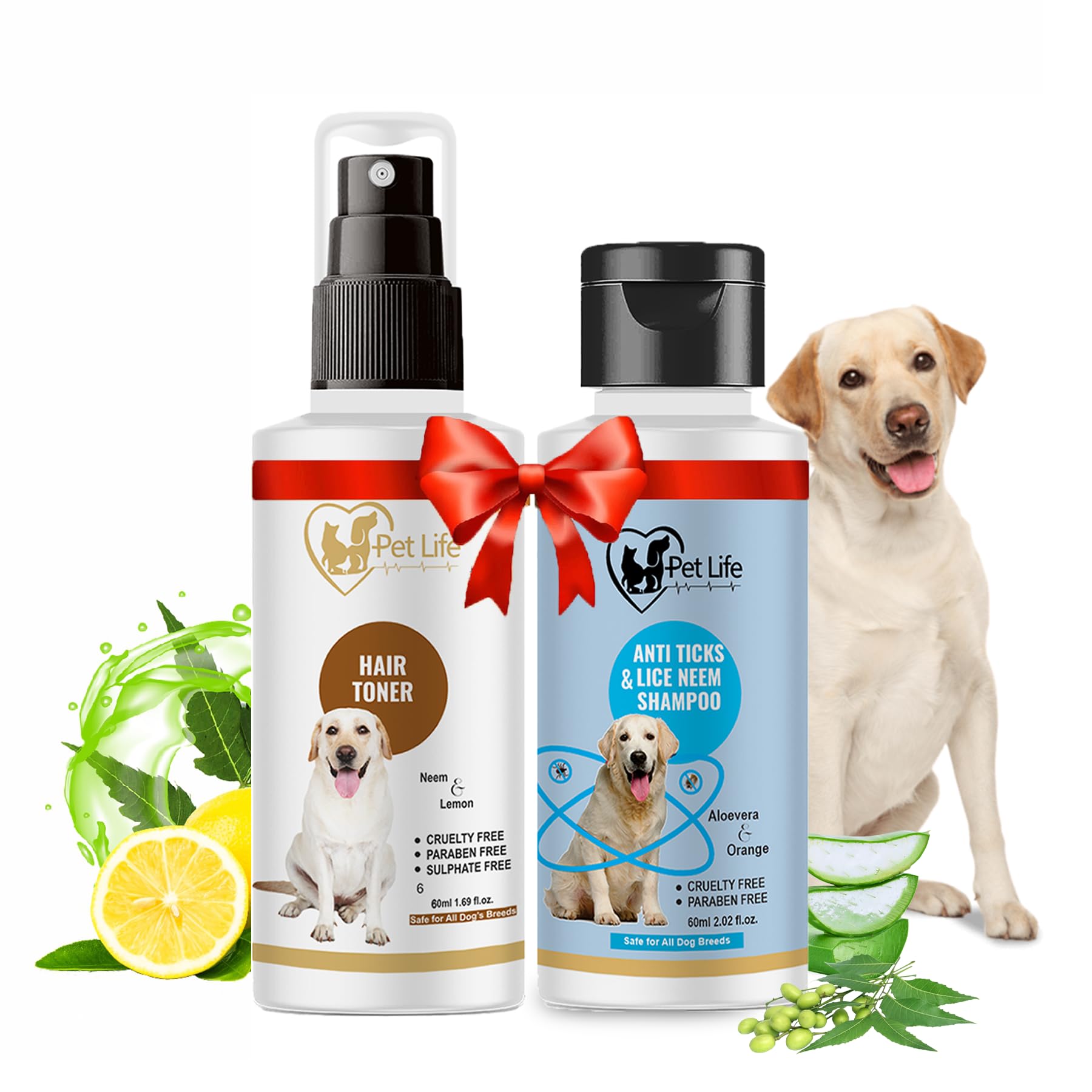Pet Life Anti Ticks & Lice Neem Dog Shampoo 60ml + Dog Hair Toner Spray 60ml | Help in Ticks, Fleas | Help in Hair Fall, Anti Fungal - Dog Shampoo for German Shepherd, Shih Tzu All Dog Breed (B0CCJSDJNC) Amazon Price History, Amazon Price Tracker